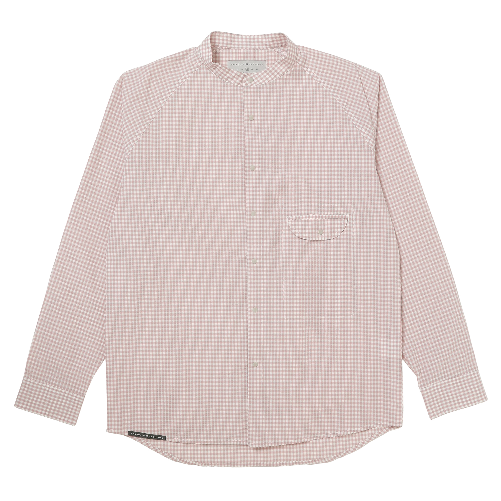 ギンガムサッカーのバンドカラーシャツ