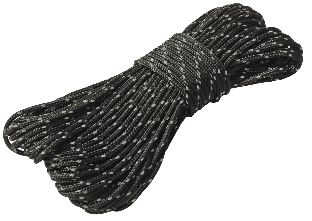 Reflective Dyneema Tent Cord black 15m